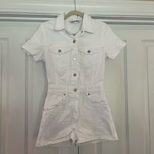 Zara white denim jumpsuit